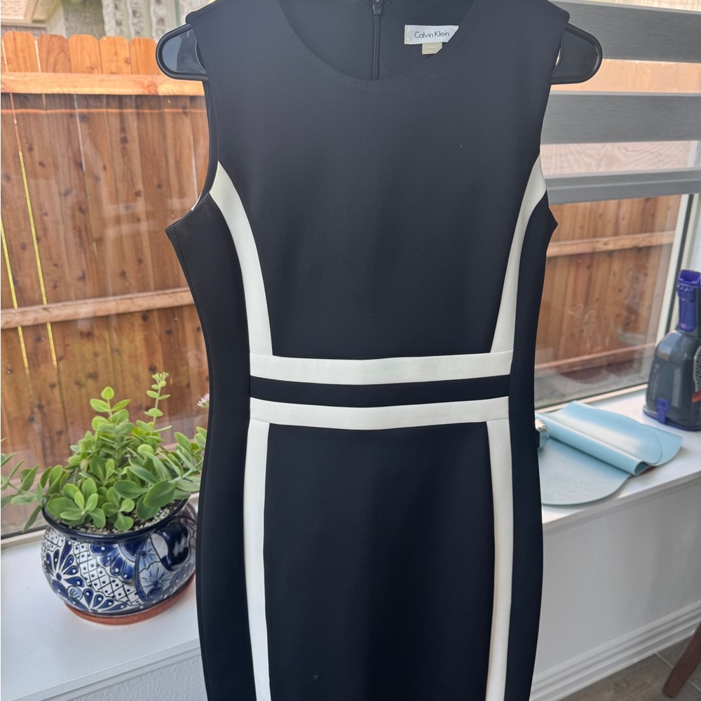 Calvin Klein Black and White Sheath Mini Dress